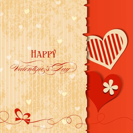 Love card, retro Valentines design with hearts のイラスト素材