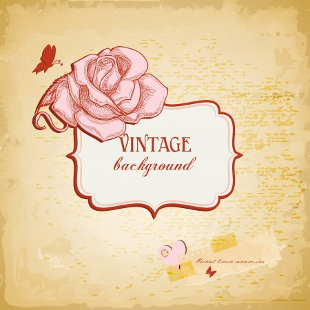 Vintage background, frame for text with roseのイラスト素材