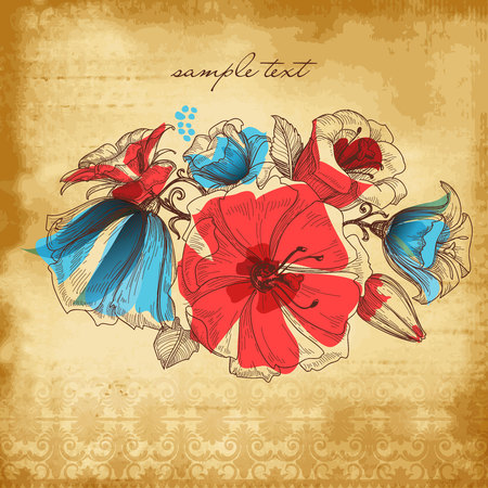 Vintage background, flower decoration vector illustration のイラスト素材