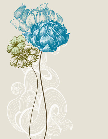 Retro wedding flower bouquet のイラスト素材