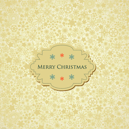 Christmas background, snowflakes pattern and label with text のイラスト素材