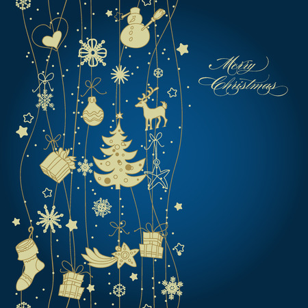 Christmas golden vertical decoration, seamless pattern のイラスト素材