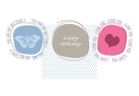 Cute happy birthday card with love message のイラスト素材