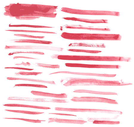 Watercolor red ink brush strokes set のイラスト素材