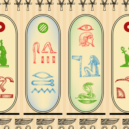 Egyptian hieroglyphics seamless patternのイラスト素材