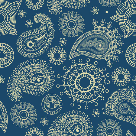 Paisley floral seamless patternのイラスト素材