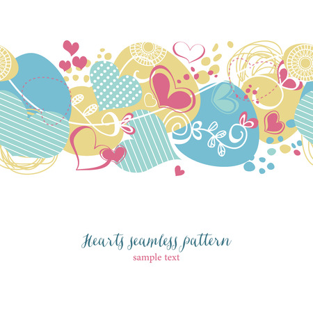 Decorative hearts seamless patternのイラスト素材