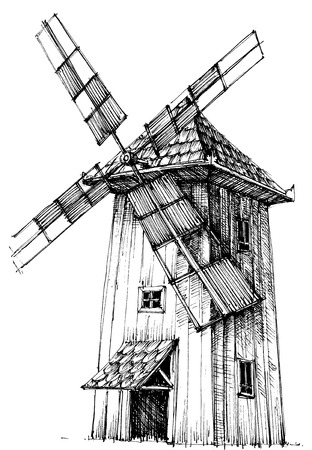 Old wind millのイラスト素材