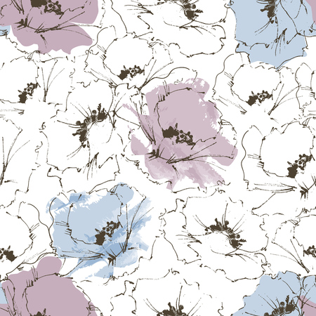Floral background, flower seamless patternのイラスト素材
