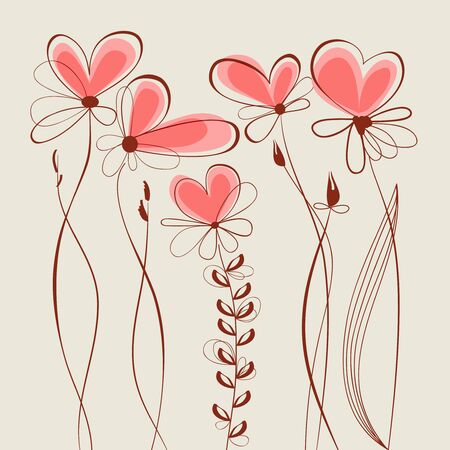 Floral hearts collectionのイラスト素材