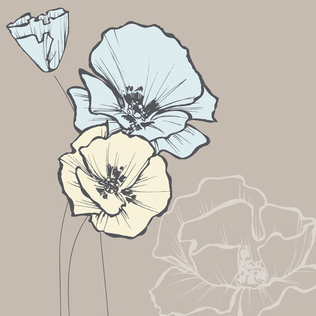 Floral greeting card in pastel colorsのイラスト素材