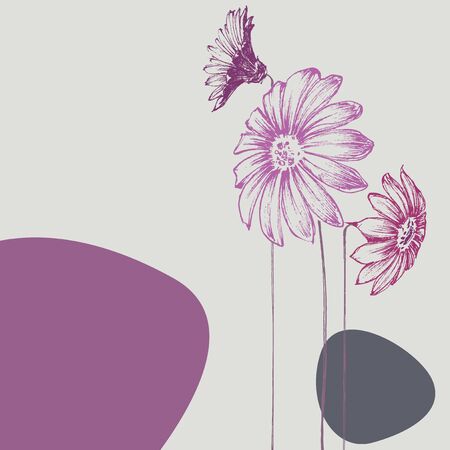 Beautiful flowers design. Birthday card, wedding announcement cardのイラスト素材