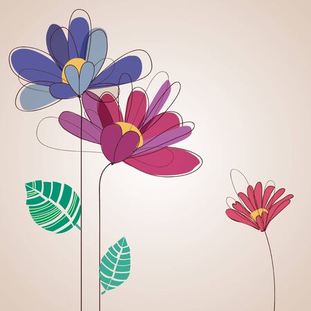 Cute flowers background in vivid colorsのイラスト素材