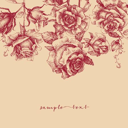Roses border retro styleのイラスト素材