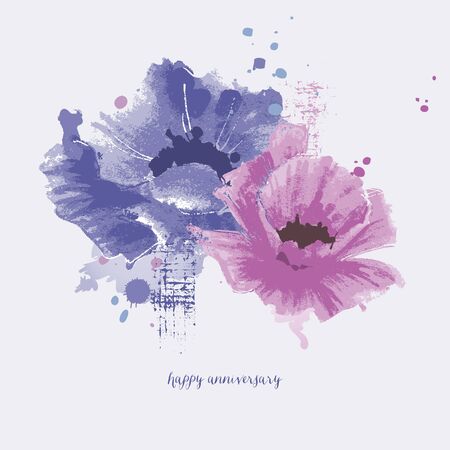 Watercolor flowers backgroundのイラスト素材