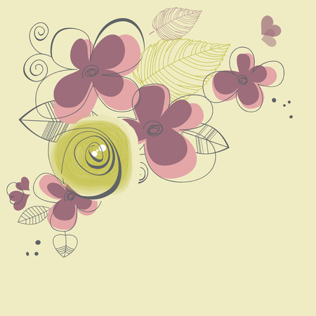 Spring flowers corner decorationのイラスト素材