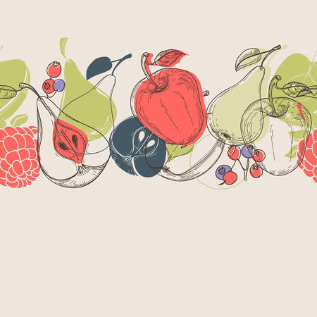 Autumn fruits linear backgroundのイラスト素材