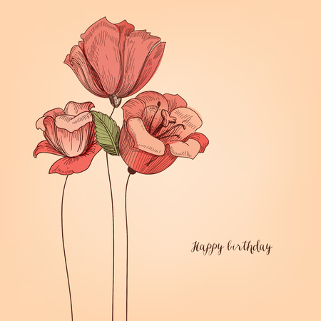 Floral background, pink flowers bouquetのイラスト素材