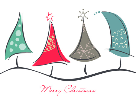 Cute decorative Christmas treesのイラスト素材