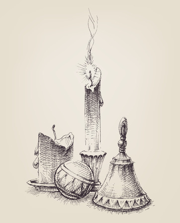 Christmas decorations sketchのイラスト素材