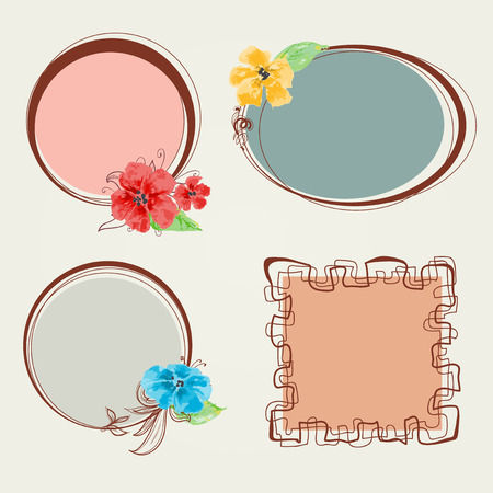 Frame set, floral decorationsのイラスト素材