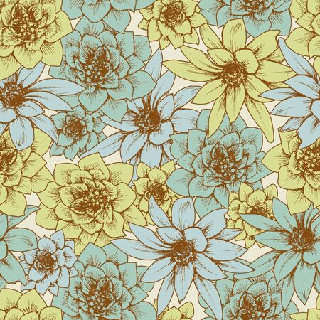 Floral seamless pattern in retro styleのイラスト素材