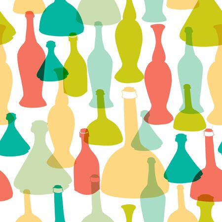Colorful stylish glass bottles seamless patternのイラスト素材