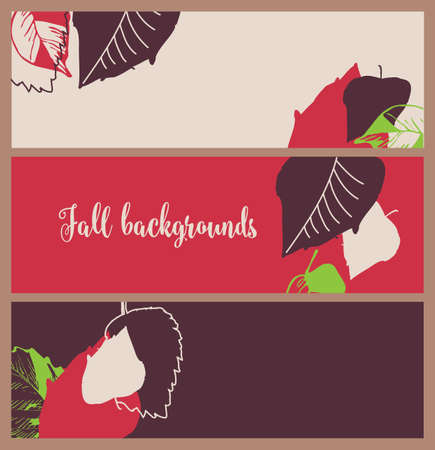 Fall leaf banners. Autumn in bright foliage backgroundsのイラスト素材