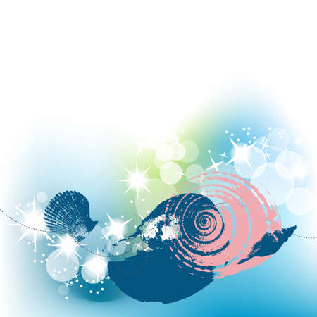 Marine life backround, sea shells borderのイラスト素材