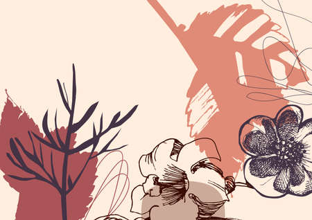 Abstract background on nature theme, dry plants and autumn flowers designのイラスト素材