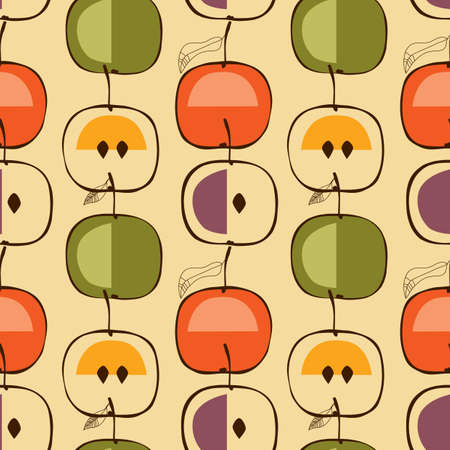 Decorative apples seamless pattern in bright colorsのイラスト素材