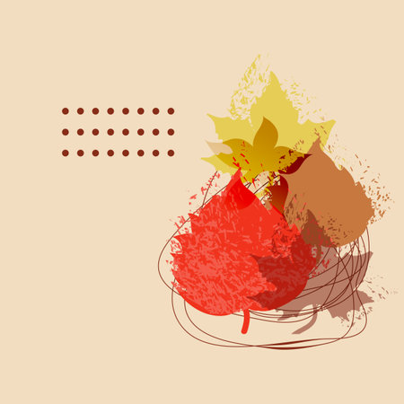 Fall dry leaves foliage composition, abstract background space for textのイラスト素材