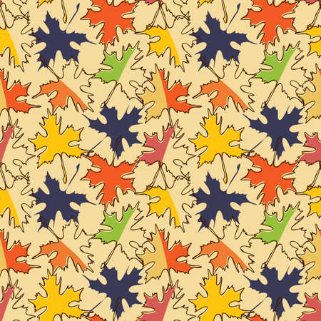 Autumn maple leaf seamless pattern. Seasonal bright fall colors designのイラスト素材