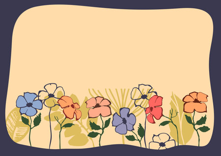 Floral frame, cute flowers background for photosのイラスト素材