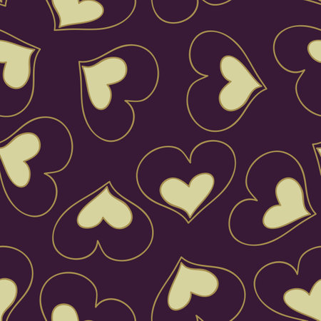 Golden heart shapes seamless pattern over dark backgroundのイラスト素材