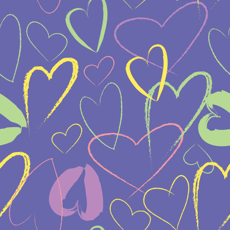 Decorative artistic heart shapes seamless patternのイラスト素材