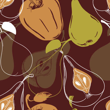 Pear and apple seamless patternのイラスト素材