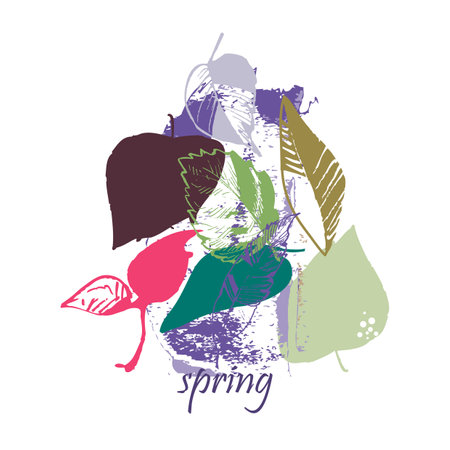Spring flowers and plants background in bright colorsのイラスト素材