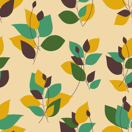 Autumn leaves bouquets seamless pattern. Foliage in fall colorsのイラスト素材