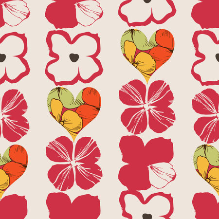 Love hearts and flowers seamless pattern for Valentine's dayのイラスト素材