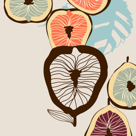 Abstract stylized fig fruits background in retro styleのイラスト素材