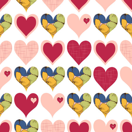 Decorative hearts seamless pattern over white backgroundのイラスト素材
