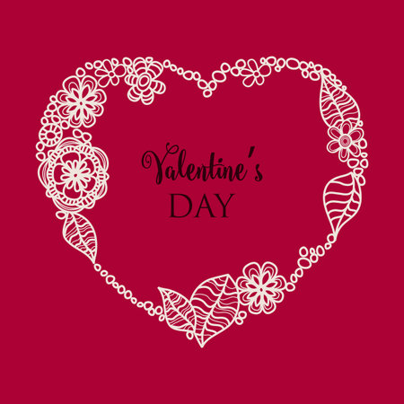 Heart shaped decorative frame, Valentine's Day poster with space for textのイラスト素材