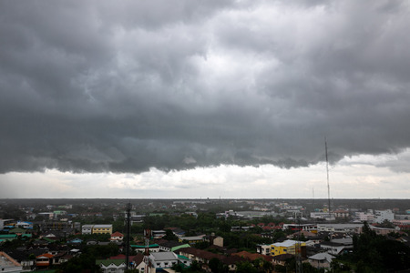 SURIN, THAILAND - August 18, 2018: Black clouds are floating on the wind.のeditorial素材