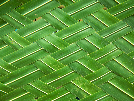 Wicker made with Coconut leaf is used for decoration and many functions.の写真素材