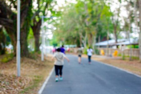 In blurred people running joggingの写真素材