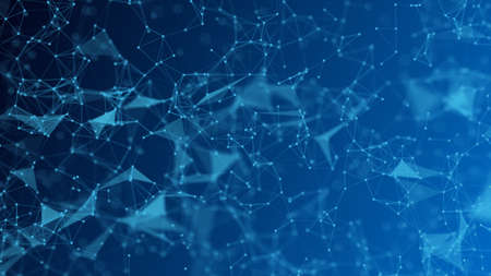 Abstract futuristic - Molecules technology with polygonal shapes on dark blue background.