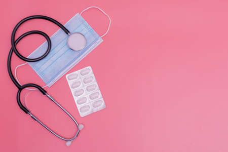 blue mis on a pink backgroundの写真素材