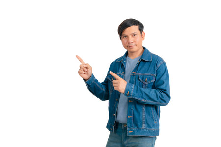 Asian man in shirt and jeansの写真素材