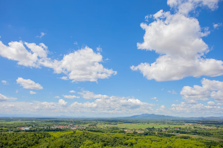 white cloudy sky and sceneryの写真素材